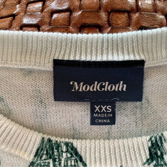ModCloth Cozy Locales Novelty Cabin Tree Print Sweater - Picture 2 of 4